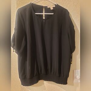 Michael/ Michael Kors Black Blouse with Elastic Hem